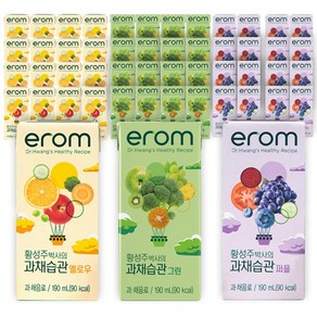 이롬 황성주박사의 과채습관 (옐로우 퍼플 그린) 각16팩 3박스, 190ml, 48팩