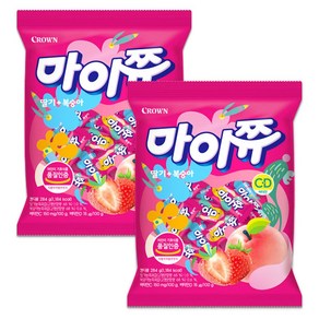 크라운 마이쮸 딸기+복숭아맛, 2개, 284g