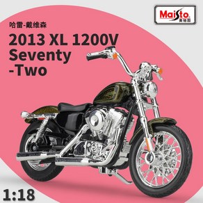 1:18 할리데이비슨 로드킹 글라이드2017 다이캐스트 미니어처 자동차 미니카, 2013년 xl 1200v 72 검은 금, 1개