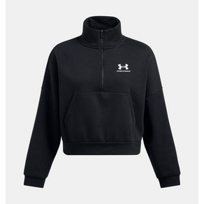 언더아머 UNDER ARMOUR 1386460-001 블랙 여성 UA 아이콘 플리스 오버사이즈 집 기모 반집업 티셔츠 653809