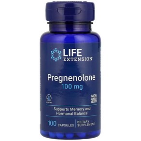 미국 Life Extension Pegnenolone 100mg 100캡슐 프레그네놀론 라이프익스텐션 고함량 프레그레놀론 직구, 1개, 100정