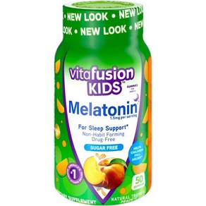 Vitafusion Kids Melatonin Gummy Supplements 트로피컬 복숭아 풍미 수면 지원 보충제 1 50개, 1개