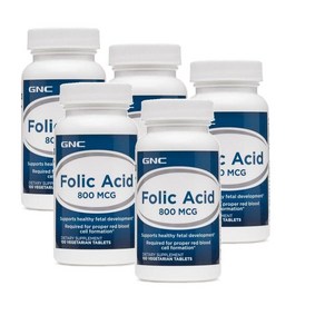 지엔씨 엽산 800mcg GNC Folic Acid, 5개, 100정