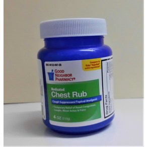 MEDICATED CHEST RUB OINT 4OZ Compae to VICKS VAPO GNP Exp: 08/2025 793370, 1개