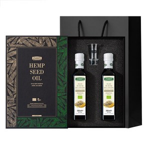 [선물세트]르반테 유기농 대마종자유 250ml 2병 선물세트 (오일잔/블랙쇼핑백), 1세트