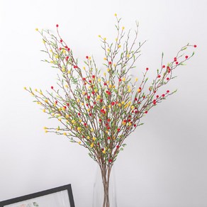 [3+1] 뉴미모사가지 90cm 조화 인테리어 장식 소품 꽃꽂이, 화이트