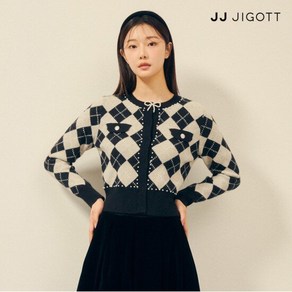 JJ지고트 펄 브로치 아가일 크롭 가디건 GPBP1CD101_P375314136