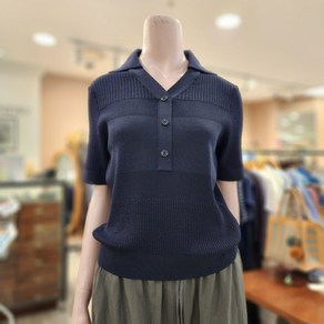BCBG [올앤선드리] 립 블록 카라 P/O 니트_ A4F7K301 55 [NAVY]
