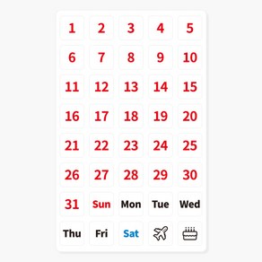 토탈하얀칠판 날짜 고무자석, 레드