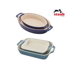 스타우브 STAUB 스톤웨어 세라믹 2피스 세트 (베이킹 로스킹 디쉬), Dak Blue-오발, 2개