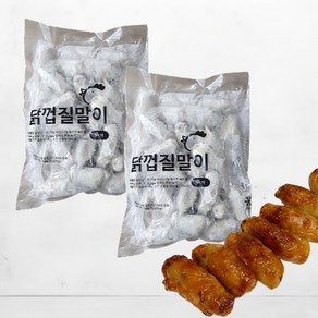 닭껍질 교자 2kg 술 맥주 안주 닭껍질말이, 2개, 1kg