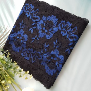 dklace 레이스모음 / (네이비/블랙) 투톤 장미 레이스 폭 17.5cm 자가드 레이스, Navy / Black 투톤 장미 레이스, 1개