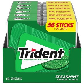 Trident 스피아민트 무설탕 껌 28개 포켓 12팩 총 336개