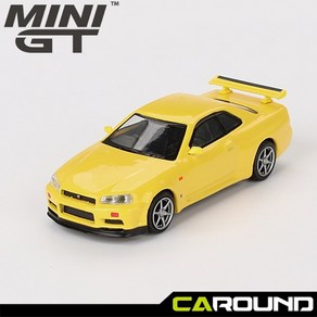 미니지티(762) 1:64 닛산 스카이라인 GT-R (R34) V-Spec 라이트닝 옐로우, 1개