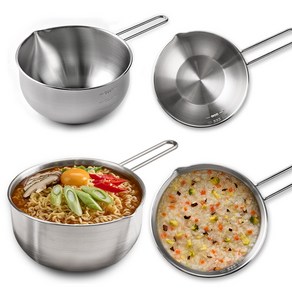 에비히슈테른 레카 계량 멀티팟 단품 뚜껑 세트 (국내생산) 눈금 각인 스텐 믹싱볼 이유식 라면 냄비, 1개, 14cm, [14cm] 900ml