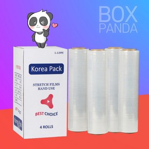 고려포장 박스판다 고기능 수동랩10 스트레치필름 공업용랩 포장랩 화물포장용 자동랩, 수동랩10 고기능(50cmX400m (4개입)), 투명, 1개