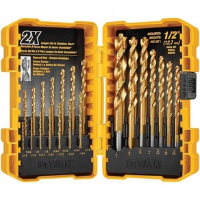 DEWALT 질화 티타늄 코팅 드릴 비트 세 파일럿 포인트 21피스 (DW1361), 1개