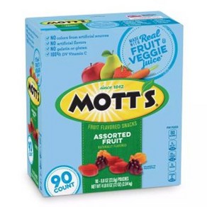 MOTTS 모츠 리얼 주스 함유 과일맛 스낵 젤리 90개, 20g