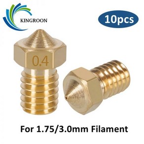 KINGROON 10pcs V5 V6 E3D 노즐 0.2 0.3 0.4 0.5 0.6 0.8 1.0mm 3D 프린터 부품 M6 스레드 모든 금속 노즐 1.75mm 3mm 필라멘트, 9) 1.0mm 1.75mm, 10개