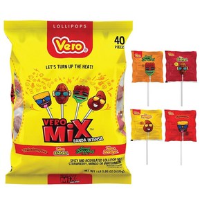 베로 멕시코 4가지 매운맛 롤리팝 Veo Mix Banda Fuego Assoted Flavos Lollipop Box 1lb, 620g, 1개