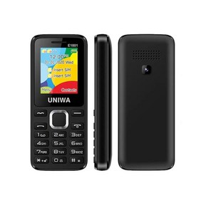 언락 77 듀얼 라디오용 SIM 인치 구형 FM 단추 UNIWA 대기 E1801 휴대폰 무선 2G 800mAh 기능, Standad, Black