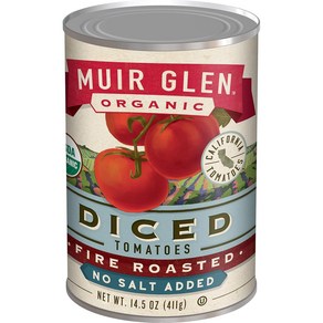 Mui Glen Oganic Fie Roasted Diced Tomatoes No S Mui Glen Oganic Fie Roasted Diced 토마토 소금 무첨가, 1개, 411g