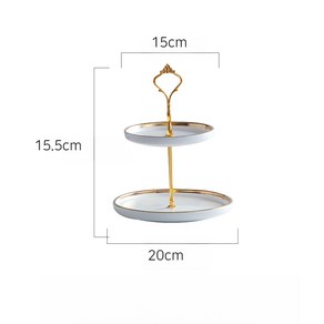 북유럽 도자기 케이크 디저트 2단 3단 트레이 카페 호텔 플레이팅 예쁜접시, 화이트 2단 스몰, 1개