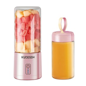 RUN기술 업그레이드 모델 자동 과일 착즙기 건강 가정용 대용량 휴대용 원액 추출기 400ml 고속 18000회전 분당, 핑크색