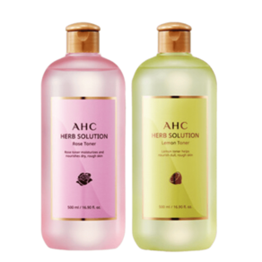 [AHC] 허브 솔루션 토너 500ml*2개 / 레몬 + 로즈, 500ml, 2개