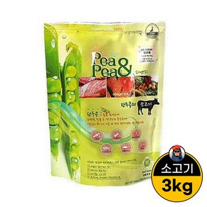 피엔피 완두콩과 소고기 3kg 강아지 반건조 간식대용 소프트사료, 1개, 소