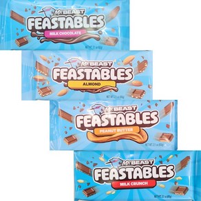 미스터비스트 피스터블 초콜릿 60g 4종택1 밀크 아몬드 피넛버터 밀크크런치 MR BEAST FEASTABLES, 1개