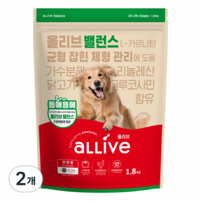 대주펫푸드 전연령 올리브 밸런스 강아지 건식사료, 2개, 1.8kg, 닭