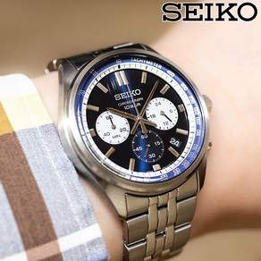 세이코 SEIKO SSB427P1 ChonoGaph Watch 크로노그래프 청판 남자 메탈 시계 백화점 AS 가능 밴드 길이 조절기 증정