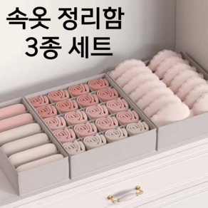 바겐플래닛 속옷 정리함 서랍 양말 다용도 수납함 3개세트, 3개, 그레이