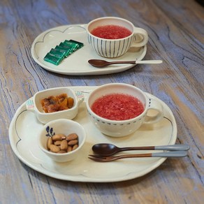 여우자기 웬디 핸드메이드 도자기 고급접시 과일접시 다과 브런치접시, 소, 1개