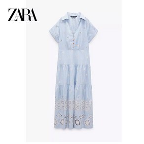 ZARA 자라 자수 셔츠 롱원피스