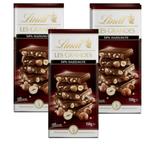 린트 초콜릿 블록 다크 헤이즐넛 Lindt Dak Chocolate & Hazelnut, 3개, 150g