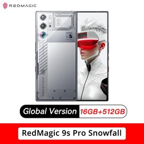 RedMagic 9s Po 5G 글로벌 버전 게이밍 폰 6.8 인치 Snapdagon 8 Gen3 6500mAh 80W 충전 50MP NFC, 512GB, 02 16GB 512GB Snowfall