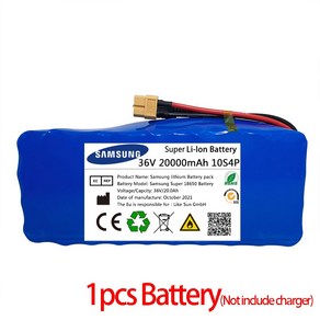 전기 자전거 배터리 36V 18650 배터리 10S4P 20Ah 배터리 팩 높은 전원 배터리 42V 20000mAh Ebike 전기 자, 01 1pcs 20000mAh