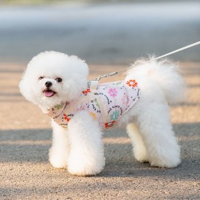 독스랩 강아지 소형견 중형견 조끼패딩 하네스, 핑크, 1개