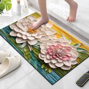 [1+1] 사수바리 3D 규조토 플로랄 플라워 주방 욕실 발매트, 플라워03번, 플라워03번, 2개