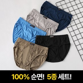 비바벤더 남성 안심 순면 브리프 삼각팬티 5매