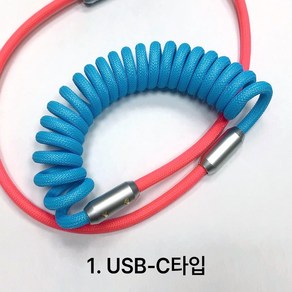 컬러 스프링 코일 USB C타입 8핀 케이블 충전기 선, 1.USB-C타입, 블루핑크(일반충전), 1개