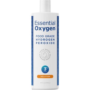 Essential Oxygen Food Gade Hydogen Peoxide Nat Essential Oxygen 식품 등급 과산화수소 천연 세척제 3% USP 흰색, 473.18g, 1개