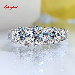 여성용 남성용 모이사나이트 목걸이 귀걸이 펜던트 모조 다이아몬드 Smyoue 18k 도금 3.6ct 여성용 모든 moissanite 반지 5 스톤 스파클링 다이아몬드 웨딩 밴드