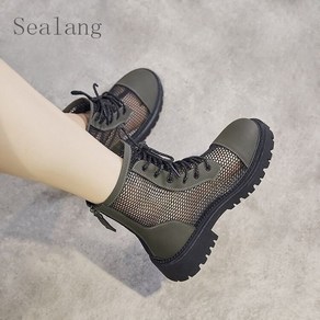 [Sealang]여자 여름 펀칭 워커부츠 통굽 통기 얇은 메쉬 앵클부츠 ds65166