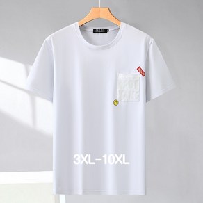 쥬엔리치 남자 빅사이즈 반팔 티셔츠 순면 라운드넥 캐쥬얼 남성 여름 티 주머니 4XL-10XL