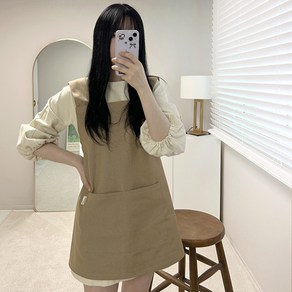 미니미 코튼베이지 앞치마 애견샵 뷰티샵 카페 공방 단체복 맞춤 에이프런 집들이선물, 베이지, 1개