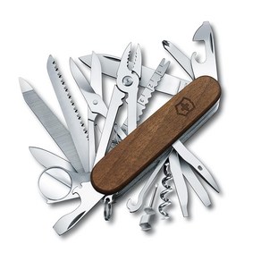 VICTORINOX (빅토리 녹스 스위스 챔프 우드 스위스 군용 나이프 다기능 칼 방재 용품 야외 캠프 플라이어 가위 확대경 포함 33기능을 탑재한 스위스제 멀티툴 콤팩트 십덕나이, 1개