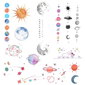 컬러 우주 타투 스티커 세트 (10종)
